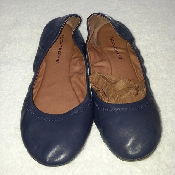 Lucky Brand Navy Ballet Flats Aircrew Shoes Worn - Picture 2 of 6